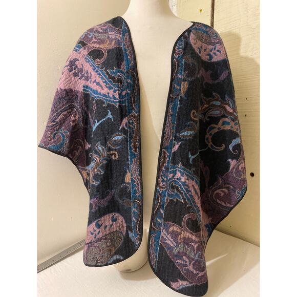 Women's‎ Open Front Wrap Cardigan Sweater Handmade One Size Floral Paisley - Picture 1 of 7
